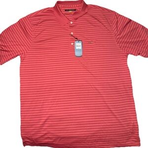 Greg Norman Collection Coral Striped Polo T-Shirt Men’s XL NWT